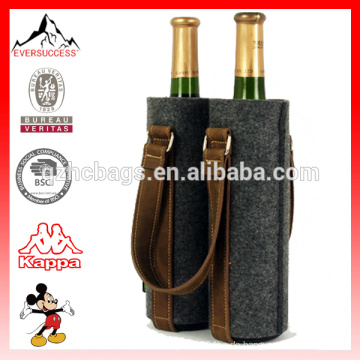 Rustikale Leder Filz Doppel Wein Box Haushalt Lagerung Wein Geschenk Tasche Flasche CustomMade